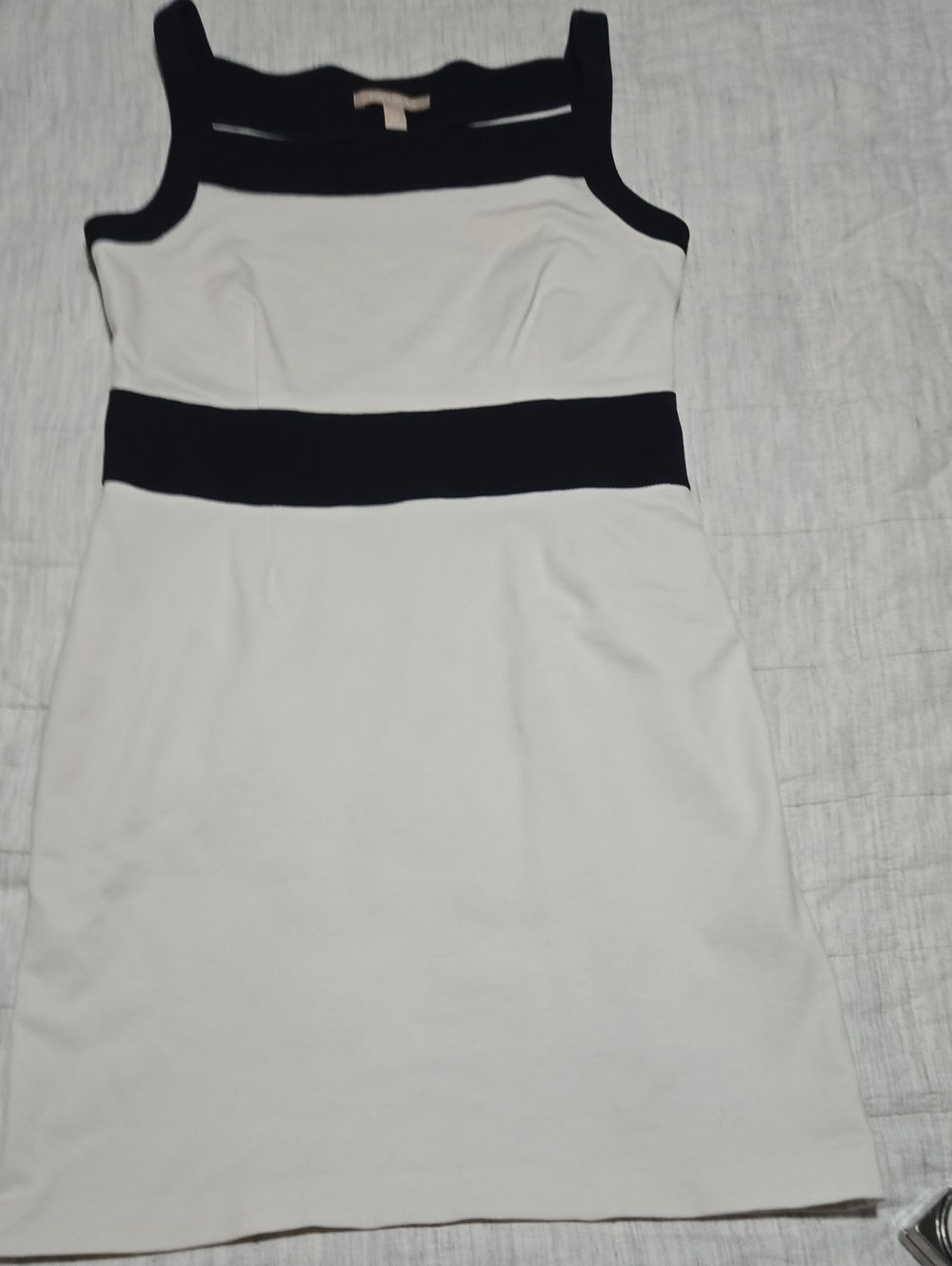 Banana Republic White and Navy Sleeveless Sheath Dress